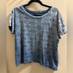 Current/Elliott Blue Geometric Short Sleeve Top